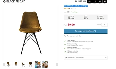 Bij volero is er tot 30% korting op de stoele...