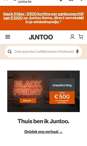 Juntoo.be black friday €500 korting per aanko...