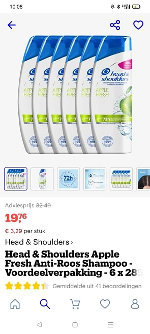 Bij bol com staat de head and shoulders Apple...