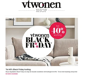 Black Friday bij vtwonen: tot -40% korting op...