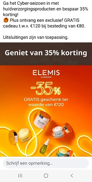 elemis.com -35% op een selectie en cadeau bij...