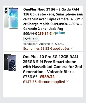 🚨 Hoge korting op OnePlus bij Amazon❗️ 239€...