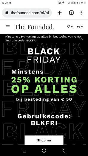 Bij aankoop v 50€ krijg je -25% op alle vrouw...
