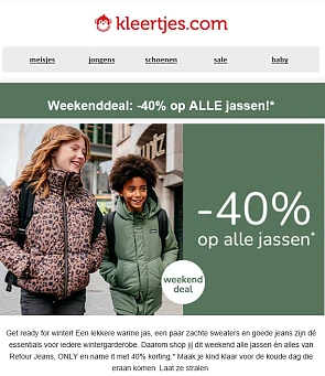 Weekenddeal bij kleertjes.com: dit weekend -4...
