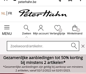 peterhahn.be gezamelijke aanbiedingen tot 50%...