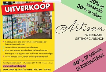 Uitverkoop bij Artisan papierhandel 20% op we...