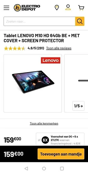 Lenovo tablet koopje. Bij Electro Depot € 159...