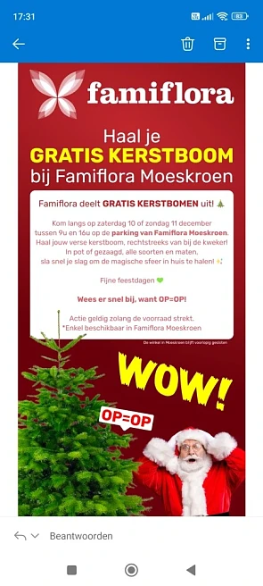 Famiflora Moeskroen deelt gratis kerstbomen u...