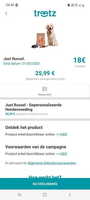 Treetz just russel 18€ cashback
