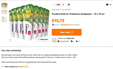 12 tubes prodent tandpasta kids voor 10,73 bi...
