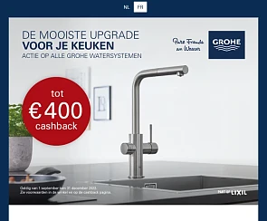 Grohe TOT €400 CASHBACK OP ALLE GROHE WATERSY...