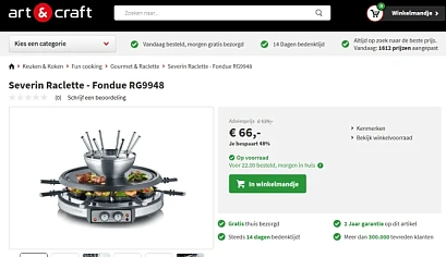 Dagdeal bij art&craft: -48% op Severin Raclet...