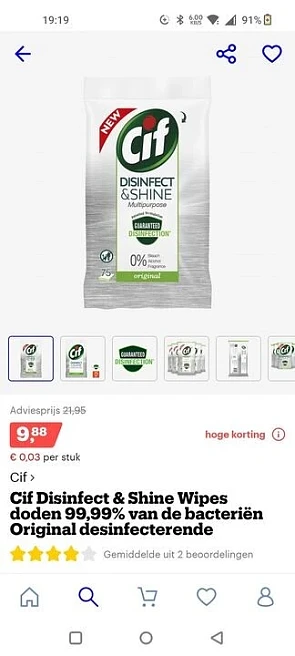 Koopje? 🤩 Cif Disinfect & Shine doekjes 5 x...
