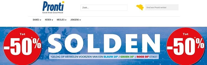 Solden bij Pronti.be tot -50% op een selectie...