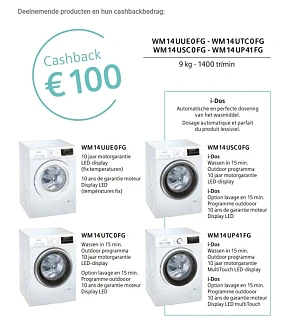 Siemens Cashback actie op een selectie wasmac...