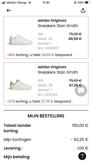 2 paar Stan Smith sneakers gekocht via La Red...