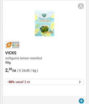 Collect&go en Colruyt vicks softgums 90g vana...