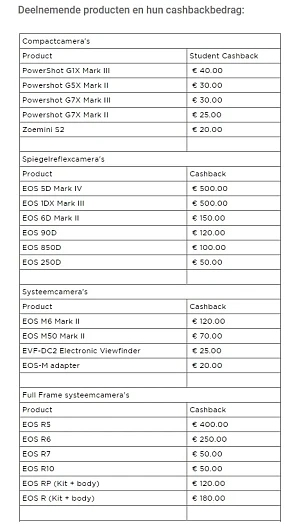 Canon SPECIAAL VOOR STUDENTEN NU TOT €700,- C...