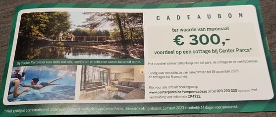 Cadeaubon ter waarde van maximaal 300 euro vo...