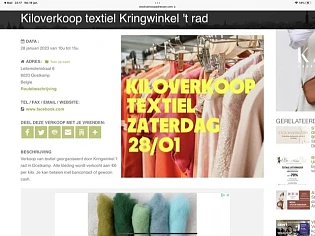 Kiloverkoop textiel Kringwinkel 't rad 28 jan...