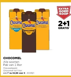 Jumbo vanaf morgen 2+1 gratis chocomel. Zo be...