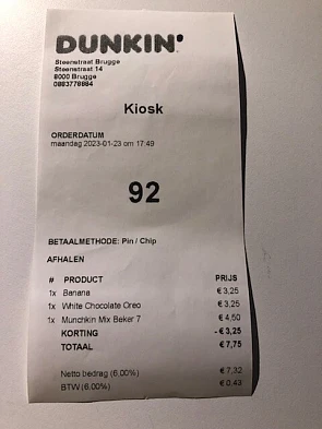 1 gratis donut ontvangen bij Dunkin Donuts vo...