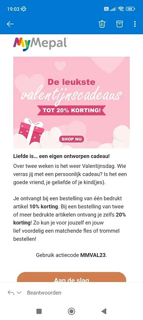 Je ontvangt bij een bestelling van één bedruk...