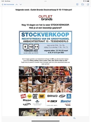 Outlet Brands Stockverkoop 9-10-11 februari k...