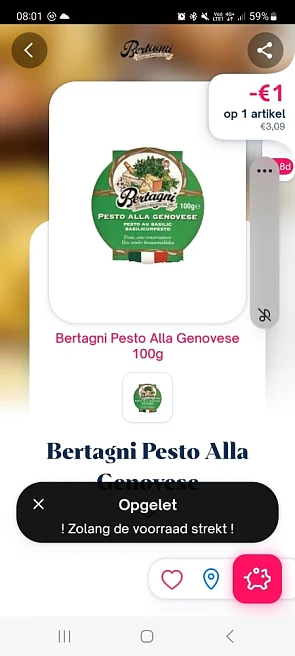Shopmium -€1,00 bertagni pesto alla genovese...