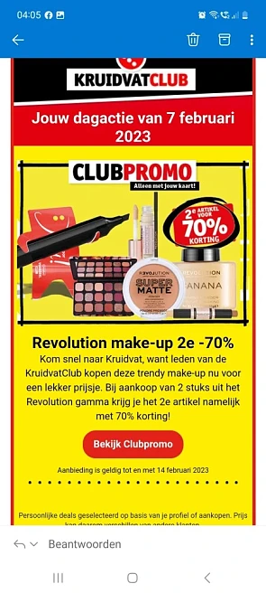 Kruidvat clubpromo -70% op het 2e revolution...