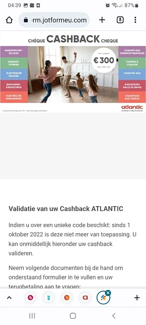 Tot 300€ terugbetaald bij aankoop v Atlantic...