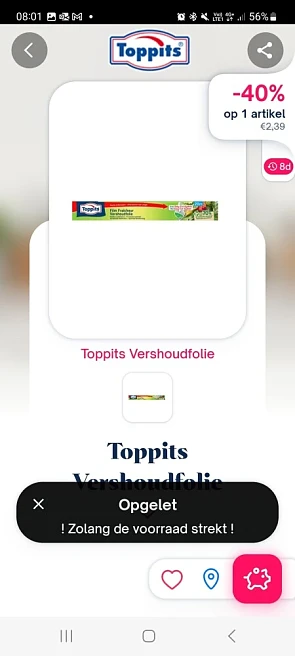 Shopmium -40% toppits bershoudfolie