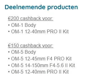OLYMPUS Claim tot wel €200 cashback op de kra...