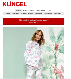 20% korting op broeken en jeans bij klingel.b...