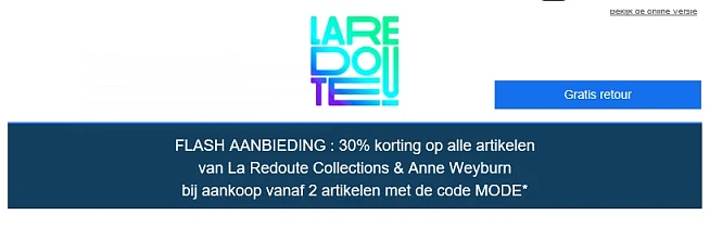 30% korting op alle artikelen van La Redoute...