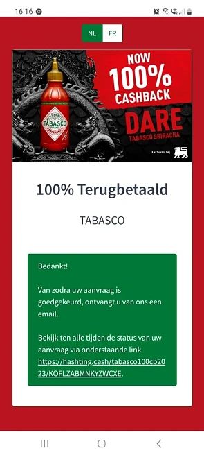 Delhaize tabasco sriracha gekocht twv 4,35€ e...