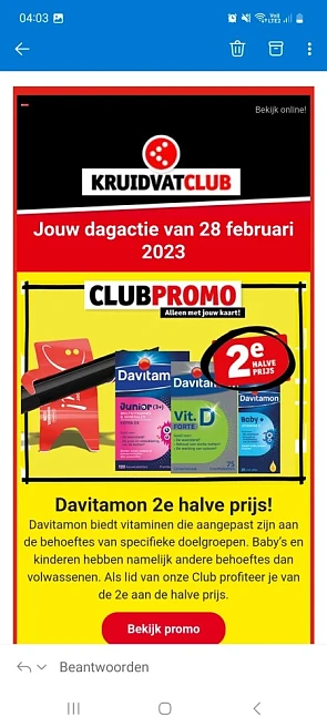 Kruidvat dagactie clubpromo davitamon 2e hal...