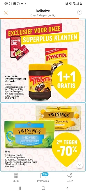 Vanaf donderdag kwatta choco en hagelslag 1+1...