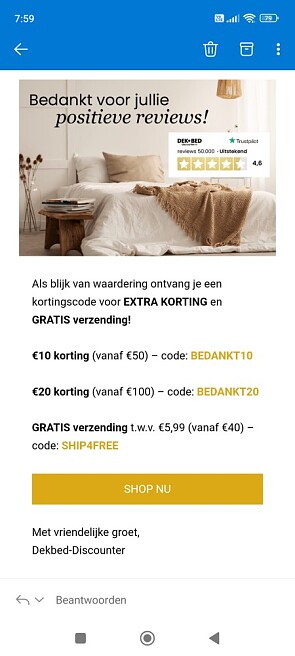 €10 korting (vanaf €50) – code: BEDANKT10 €20...