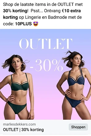 marliesdekkers.com -30% outlet. €10 extra kor...