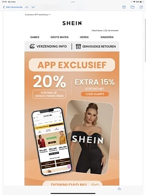20% korting In de app van Shein op geselectee...