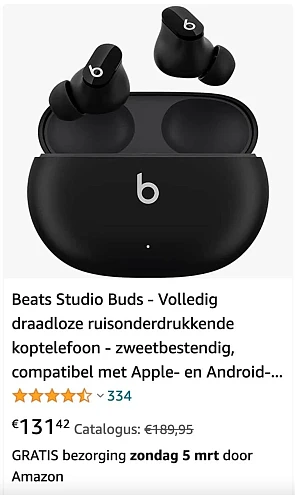 Beats Studio Buds voor 131,42€ op Amazon Elde...