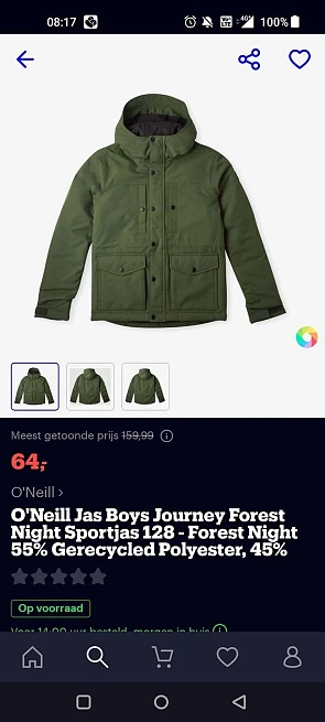O'Neil winterjas op bol.com 64 euro. Originel...