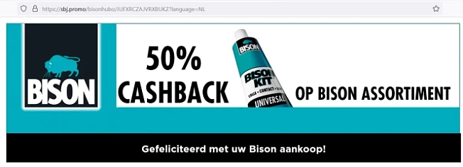 Bison 50% CASHBACK Geldig op het gehele Bison...