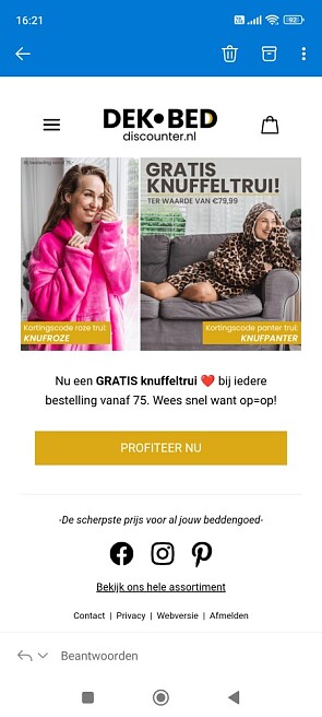 Gratis knuffeltrui twv €79,99 bij aankoop van...
