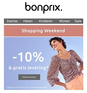 Bonprix -10% & gratis levering geldig t/m 13...