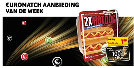 2X hotdogs -> American Style 100% terugbetaal...