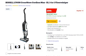 Bij bol.com vandaag dagdeal op BISSELL 2765N...