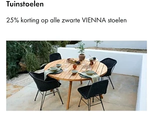 Nu bij casa 25% korting op alle zwarte stoele...