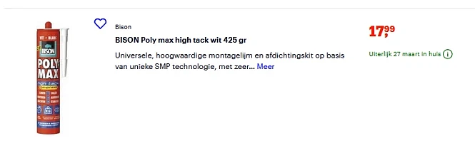 Bison 1+1 CASHBACK Geldig op Bison Poly Max®!...